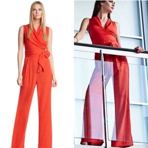 Robert Rodriguez Red Wide Leg Belted Jumpsuit